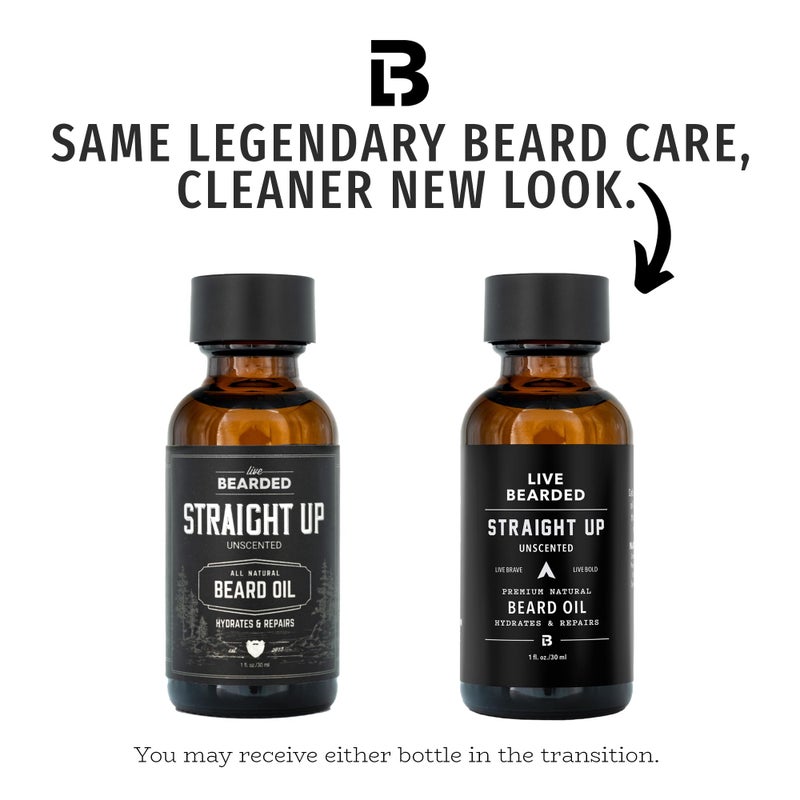 Live Bearded Beard Oil, 1 fl oz - Premium All-Natural Jojoba - Made in the USA - Hair and Skin Care for Men with Dry, Flaky Patches | Straight Up Unscented - Fragrance-Free - Image 2